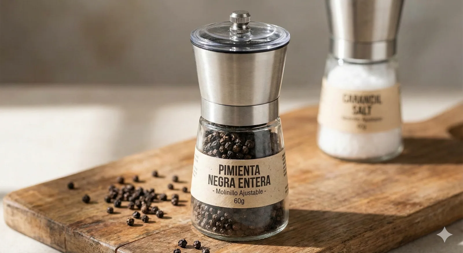 Pimienta Negra en Grano con Molinillo 60g
